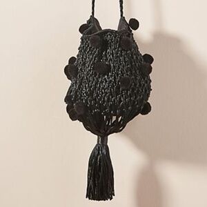 Anthropologie Black Seaside Statement Bucket Bag